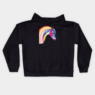 Rainbow Horse on Black - Striking and Beautiful Kids Hoodie